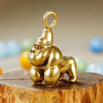 Vintage Baker Gorilla Keychains Obeski Pisarne Figurice Retro Medenina Moških Avto Obeskov Vrečko Visi Nakit Key Ring Darilo