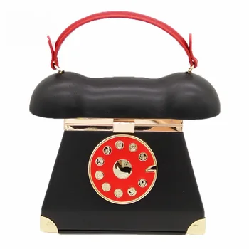 Vintage Telefon Obliko ženski Torbici Ustvarjalne PU Usnje Ramenski Messenger Bag Cross Body Party Tote Vrečko Večer Vrečko Torbici