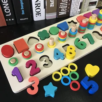 Visoka kakovost Montessori Otrok, Predšolskih učni Pripomočki Štetje in Zlaganje Odbor Lesene Matematiko Igrača za učenje izobraževalne igrače