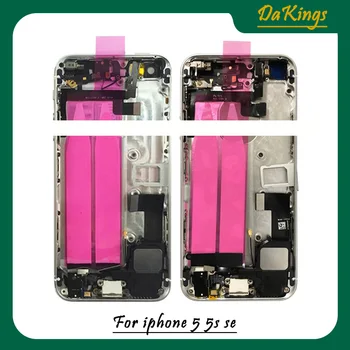 Visoka Kakovost Nazaj Sredini Okvir Šasije za iPhone5 SE Celoten Stanovanjski Sklop Pokrov Baterije Vrata Zadaj z Flex Kabel