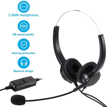 VKTECH USB Slušalke z Mikrofonom za PC 3,5 mm Poslovnih Slušalke z Mikrofon Izključite šumov za klicni Center Nove Slušalke