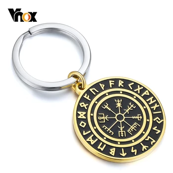 Vnox Vintage Retro Viking Rune Kompas Ključnih Verige za Moške iz Nerjavnega Jekla, Okrogla Keyring Moški Priložnostne Opremo