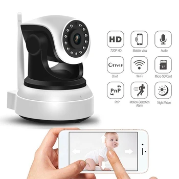 WiFi Kamera Brezžična IP Kamere z Night Vision za uporabo v Zaprtih prostorih, 2 Way Audio,Multi-Uporabniki PTZ Zaznavanje Gibanja Pet Baby Cam Camhi APP