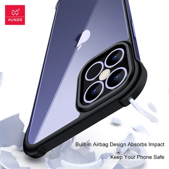 Xundd Primeru Za iPhone 12 Pro Max Primeru Shockproof brez okvirja Pregleden Lupini Zaščitna Blazina Telefon Primeru Za iPhone 12ProMax 6.7