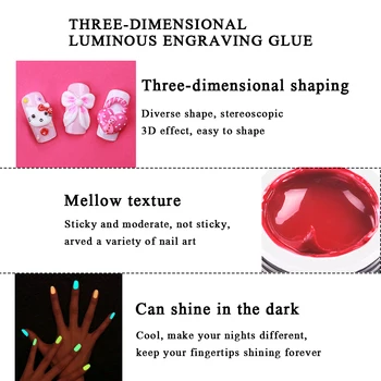 Yayoge 6 Barv 3D svetlobni Vklesan Vzorci Akrilne Nohte Barve Nail Art Gel DIY UV Gel za Manikiranje Slikarstvo Nasvet Nohtov Lepila