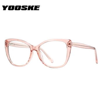 YOOSKE TR90 Kvadratnih Očala Okvirji za Ženske Modni Pregleden Optičnih Očal Okvir Kratkovidnost Očal, Vzmetne Noge Z Torbica Krpo