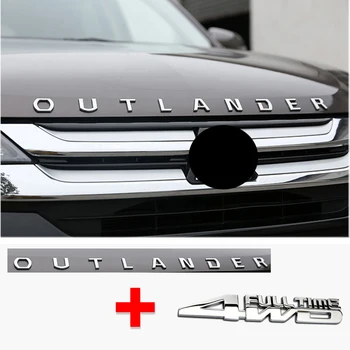 Za Outlander 4WD Besedilo dodatki Mitsubishi Outlander 3D Črke Kapuco Emblem logotip Značko nalepke iz Nerjavečega Jekla
