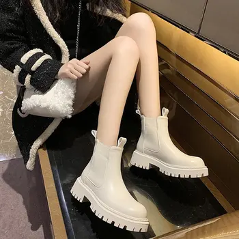 Zimski čevlji dame gleženj škornji toplo-up plišastih zimske ženske kratke škornji sneg škornji beli čevlji