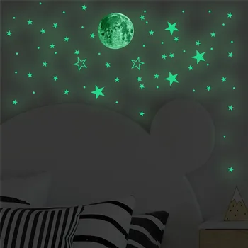 Zollor 127pcs Sijoča Zvezda Luna DIY Dekorativne Nalepke Set Home Strop Steno samolepilne Stensko Nalepko Noč Stranka, ki se Sveti v temi