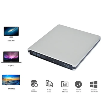 Zunanji Blu Ray DVD 3D USB 3.0 Prenosni Bluray DVD, CD-Jev RW CD Vrstico za OS Windows 7 8 10 Linxus PC