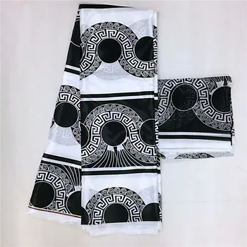 črna in bela ankara tkanine afriške natisne saten svila tkanine poročno obleko tkanine macthing 2yards šifon ankara dashiki