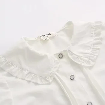 šifon belo bluzo žensk pomlad dolg rokav kawaii vrhovi in bluze sladko Peter pan ovratnik dekle blusas mujer de moda 2020