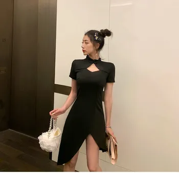Ženska moda in ženske elegantno seksi stranka tesen mini obleka 2020 nov modni seksi retro tiskanja klub je bil tanek ulica cheongsam obleko