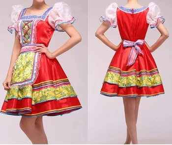 Ženske, dekleta, otroci rdeče Visoke kakovosti Tradicionalni ruski nacionalni kostum ples Princesa oblačenja noša fazi obleke plesne obleke