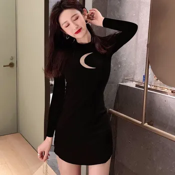 Ženske Seksi, Elegantna Obleka z Dolgimi Rokavi Jeseni Bodycon korejski Styke Slim Fit Harajuku Clubwear Vestidos