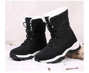 Ženske zimske prostem pohodništvo škornji ženski nepremočljiva plišastih linijskih sneg škornji non-slip toplo-vodenje bombaž sneg čevlji za -25C