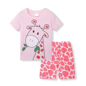 Žirafa Baby Dekleta 2-Kos Oblačila, Obleke Poletje Otroci Pižame Določa Leopard Dekle T-Majica, Kratke Hlače, Bombaž Bluze Obleke