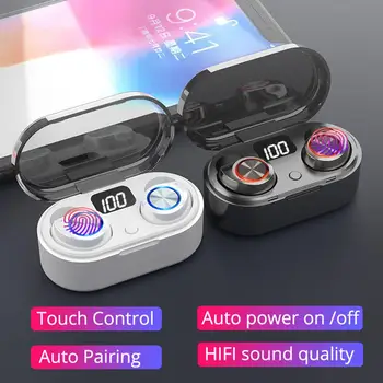 1 Par TW80 Bluetooth 5.0 Auto Seznanjanje TWS Stereo LED Digitalni Zaslon V Uho Brezžične Slušalke Čepkov s Polnjenjem Polje