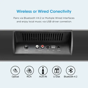 100W Home Theater Sound System 2.0 Soundbar TV Bluetooth Zvočnik Podpora Optični AUX Sound Bar Z Subwoofer Za TV