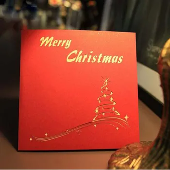 10pcs Vesel Božič Drevo, Voščilnice 3D Laser Cut Pop Up Papir, Ročno izdelan po Meri Božič Razglednice Božična Darila, Spominki