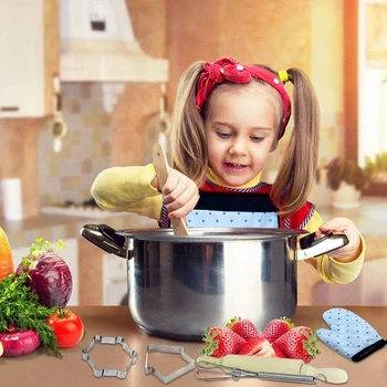 11Pcs Otroci Kuhanje in Pečenje Nastavite Otroke Vlogo Igra Igrače Komplet Kuhinja Posoda za Peko Orodja