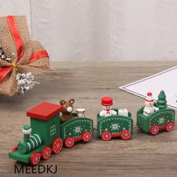 1pcs otrok vlak, Božični okraski štirih lesenih vlakov Božiček nosi dekorativne okraske darila