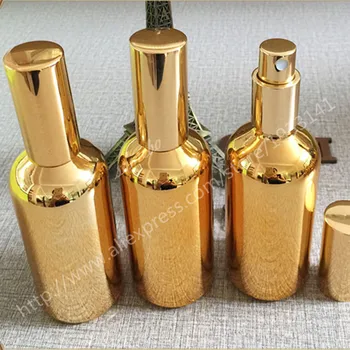 200PCS/Veliko Visoko kakovostnih megle zlato steklenico, 100 ml steklene spray steklenico, 100 ml zlata barva stekla spray steklenico za eterična olja