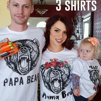 2017 poletje družino ujemanje oblačila družino t shirt določa medved ujemanje mati in hči obleko oče sina videz družino tshirts