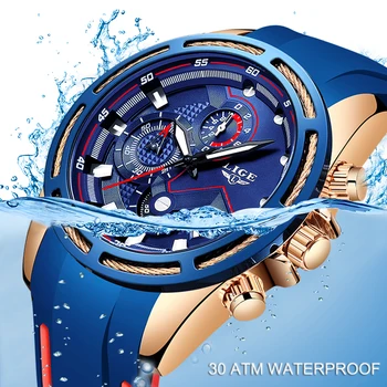 2019 LIGE Mens Ure Top blagovne Znamke Luksuzni Športni Kronograf, Datum Quartz uro Moških Silikonski Trak Moda Nepremočljiva Watch Reloje