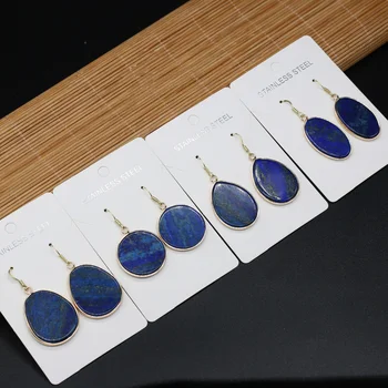 2020 Edinstveno Visijo Uhani za Ženske Naravnega Kamna Lapis Lazuli Uho Spusti Ročno izdelan Modni Nakit Draguljev Umetnosti Uhan Darilo
