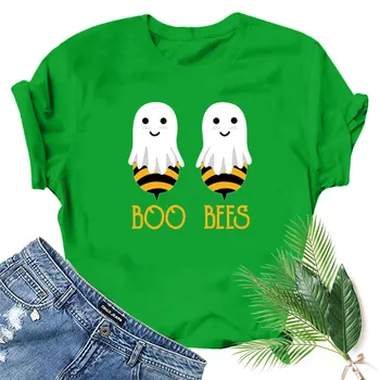 2020 Nova Halloween Boo Čebele Tiskanje Kratek Sleeved majica s kratkimi rokavi Moški In Ženske Tees Poletje Vrhovi
