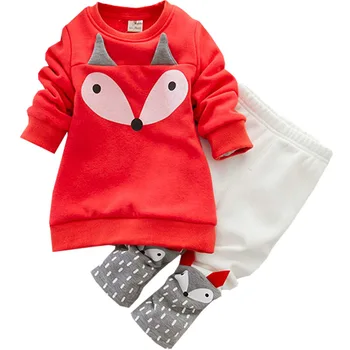 2020 Novega Dojenčka Dekleta Jeseni, Pozimi Moda Nastavite Otrok Dolg Rokav Vrhovi + Hlače Fox Določa 2PCS Oblačila