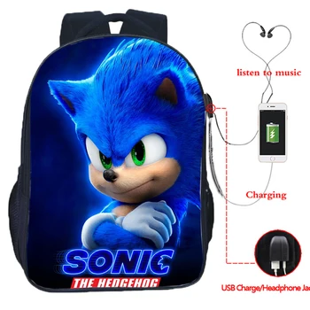 2020 Vroče Igre Sonic Hedgehog Nahrbtnik polnjenje prek kabla USB Vrata /Slušalke Nahrbtnik Najstnik Študent Šolske torbe Laptop torba