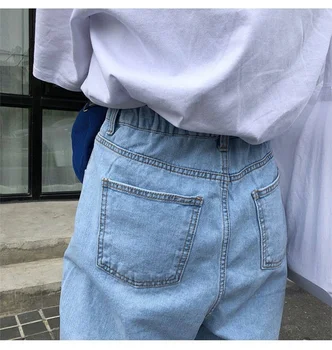 2020 Ženske Jeseni Kavbojke Letnik Trdnih Visoko Pasu Široko Traper Hlače Plus Velikost Harajuku Svoboden Korejski Naravnost Jeans Dolge Hlače