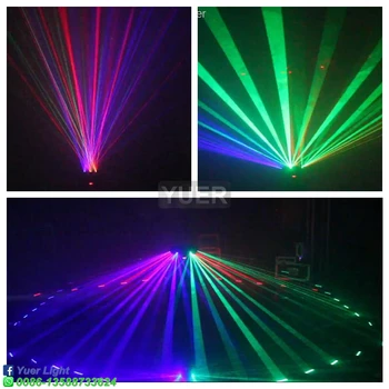 2021 Nove Pametne 6 Glav Gibljive Glave Laserski Žarek Svetlobe RGB Cvetlični Barvno Lasersko Svetlobo Projektor Neomejeno Vrtenje Disco Lasersko Svetlobo