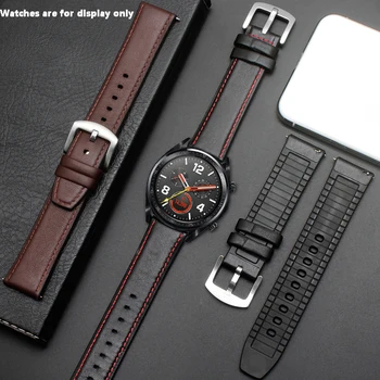 22 mm Watchband Silikonski + Usnje 2v 1 Trak Moda za Moške Zamenjava Manšeta Za Huawei watch Pro/GT Hitro sprostitev trak