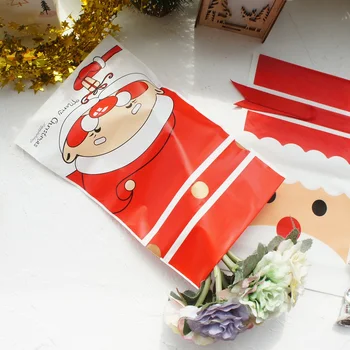 23.5*14.5 cm 50pcs Rdeče Božič Santa Claus Elk Snežaka Design Vrečko Božično zabavo, Darilo, Embalaža iz Plastike, Vrečke s Trakom