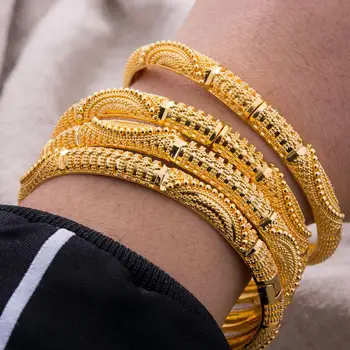 24K Dubaj Bangels Zlata Barva Zapestnice Za ženske, žene, Dekleta Afriške Francija svate Nov vzorec, nakit, poročne darila