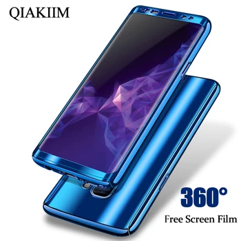 360 Polno Kritje Plating Primerom Ogledalo Za Samsung Galaxy S10 S8 S9 Plus Opomba 9 8 S7 Laser Trda Zaščitna Telefon Primerih + Zaslon Film