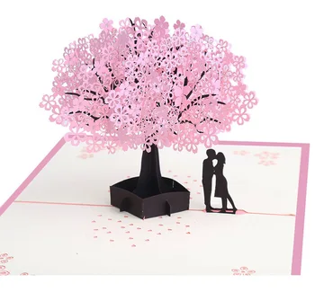 3D Pop Up voščilnico Romantično Votlih Načrtovanje Poroke Pozdrav Dan Ustvarjalne Ročno Najboljše Želijo Kirigami Papir Obrti Kartico