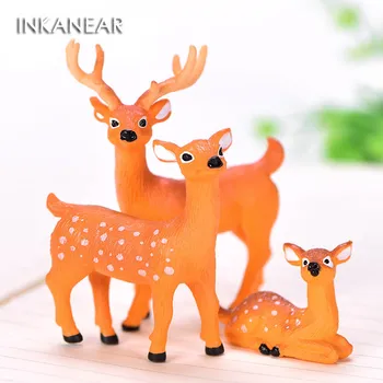 3pcs/set Srčkan Jelena Miniaturne Figurice Živali, Okraski za DIY Pravljice Vrt Majhen Terarija Rastline Dekoracijo