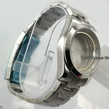 40 mm Srebrna Sapphire Stekla Watch Primeru Zapestnica iz Nerjavečega Jekla, Primerni ETA 2836 Miyota 8215 821A Mingzhu Dg2813 3804 Gibanja