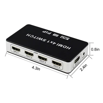 4K 4 Vrata HDMI Switch PIP, HDMI 4x1 PIP Stikalo za Ločevanje 4 v 1 iz Selektor s PIP in IR Daljinski upravljalnik Podpira 1080P 4KX2K