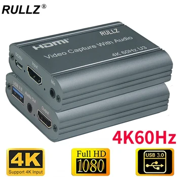 4K 60Hz HDMI Video Capture Card 3,5 mm Avdio Izhod Mic V Zanke Igre za Snemanje Polje 1080P 60fps USB 3.0 2.0 Živo Ploščo
