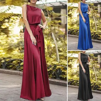5XL ZANZEA Svilene Obleke, Elegantne Stranka Obleko Žensk brez Rokavov Sundress 2021 Moda Poletje Trdna Vestidos Ženski Plašč Plus Velikost
