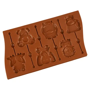 6 Votlini Živali Oblikovan Lollipop Plesni Žaba Opica Silikonsko Plesni Čokolado Torta Dekoraterstvo Orodja H888