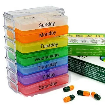 7 Dni Tabletke Primeru Tablet Razvrstilnik Medicine Tedensko Škatla za Shranjevanje Posode Organizator GHS99