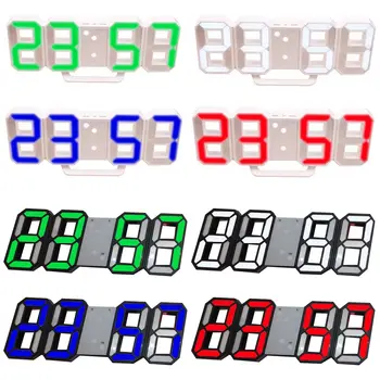 8 Oblikovan 3D Digitalni Tabela Ura Stenska Ura LED Nočna Datum Čas Celzija Prikaže Alarm USB Dremež Doma dnevna soba Dekoracijo