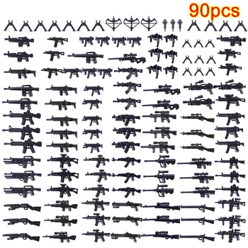 90Pcs/set DIY Majhnih Delcev Gradnik Vojaškega Orožja Komplet Igrač Set za Otroke, otroci Bloki Dodatki