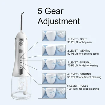 AG 5 Načini Ustni Irrigator USB Polnilne Vode Flosser Prenosni Zobni vodnim 300 ML posodo za Vodo Neprepustna Zob Čistilec